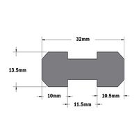 61-250-0 MODULAR SOLUTIONS SLIDE PROFILE<br>DUAL PROFILE GUIDE 32MM, 2M